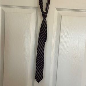 Skinny Striped Black Red and Gray Tie